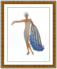 Erte Diva II Large Original Embossed Serigraph Signed Female Art Deco Costume