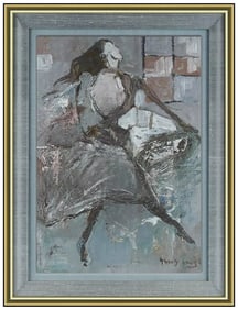 Yang Yang Original Female Figurative Portrait Oil Painting Signed Framed Modern Art