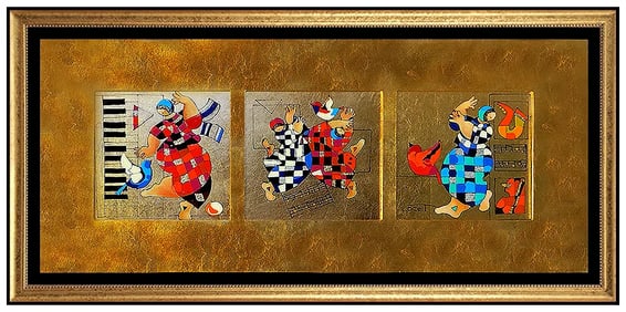 Dorit Levi Large Original Music Female Portrait Oil Painting Signed Framed Board