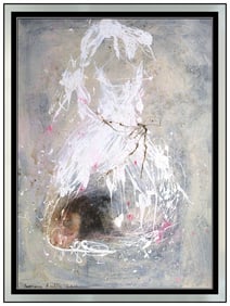 Laurence Amelie Large Original Dress Acrylic Painting Signed Framed Canvas