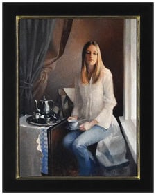 David Gray Original Female Portrait Oil Painting Signed Framed Board