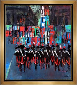 Nicola Simbari Large Original Italian Oil Painting Signed Rare Framed Canvas