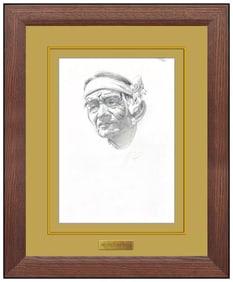 R. Brownell Mcgrew Original Female Portrait Charcoal Drawing Signed Framed Art