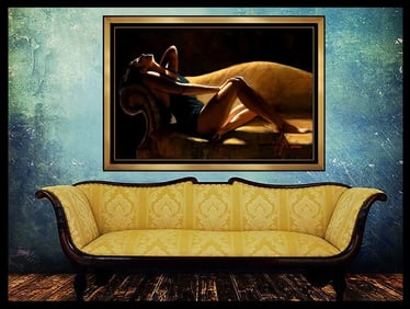 Fabian Perez Large Original Hand-Embellished Giclee Signed Framed Rare Canvas