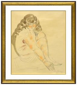 William Sommer Original Female Figurative Portrait Watercolor Painting Signed
