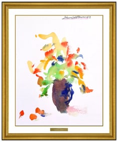 Humbert Howard Original Floral Still Life Watercolor Painting Signed Framed Art