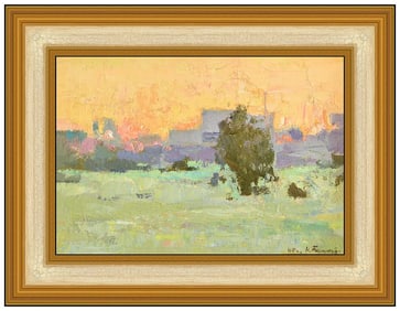 Nikolai Efimovich Timkov Original Landscape Oil Painting Signed Framed Board