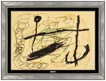 Joan Miro Obra Inedita Recent Original Hand-Signed Lithograph Abstract Framed Art