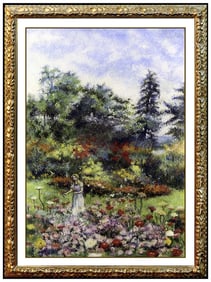 H. Claude Pissarro Original French Landscape Floral Pastel Painting Signed Framed