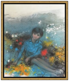 Hu Chi Chung Original Portrait Oil Painting Signed Framed Canvas
