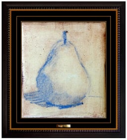 Robert Kulicke Original Still Life Fruit Glazed Ceramic Tile Painting Signed Art
