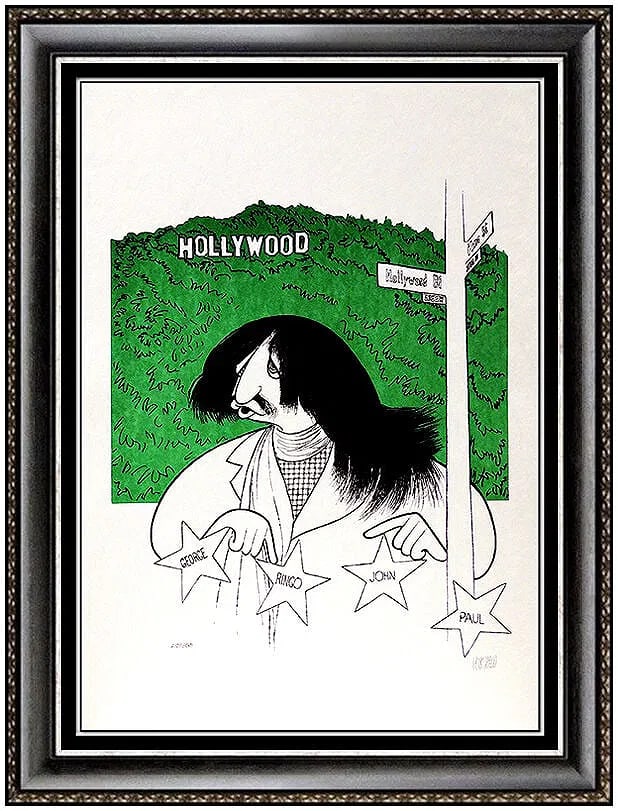 Al Hirschfeld Original Beatles Ringo Starr Color Lithograph Signed Caricature Framed: This lot includes:Gallery COA & free domestic shipping (*insurance and international shipping for an additional charge)Artist: Al Hirschfeld Title: The Beatles - Ringo StarrMedium: Color LithographSiz