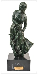 Mike Capser Cold Winds Warm Heart Original Signed Bronze Female Sculpture Art