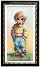 Tony Crosse Original Child Illustration Oil Painting Hand-Signed Framed Canvas