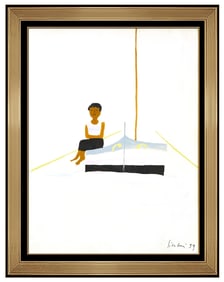 Nicola Simbari Original Female Portrait Nautical Acrylic Painting Signed Framed Art