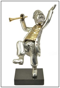 Frank Meisler Chassidie Dancer Original Bronze Music Figurative Sculpture Signed Art
