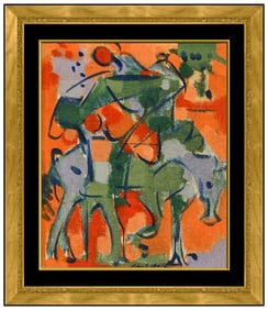 Carl Holty Original Animal Figurative Oil Painting Signed Framed Canvas Board