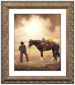 George Dee Smith Original Western Horse Cowboy Oil Painting Signed Framed Board