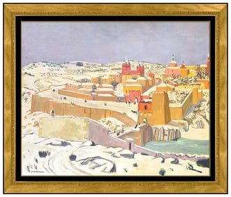 Yves Brayer Large Original Landscape Oil Painting Signed Framed Canvas