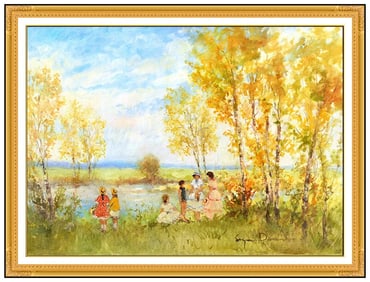 Suzanne Demarest Large Original Landscape Portrait Oil Painting Signed Framed Canvas