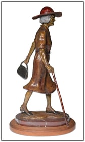Anita Pauwels A Stroll Through Time Original Signed Bronze Sculpture Lady Art