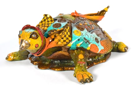 Nano Lopez Tracy The Fast Original Signed Full-Round Bronze Turtle Sculpture