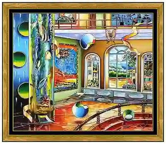 Alexander Astahov Original Surreal Interior Oil Painting Signed Framed Canvas