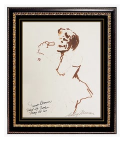 Leroy Neiman James Brown Original Color Ink Drawing Signed Framed Artwork