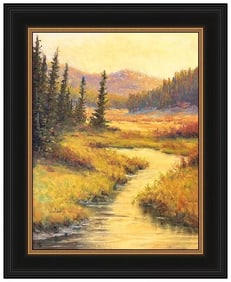 Paul Waldum Original Western Water Landscape Pastel Painting Signed Framed Art