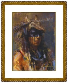 Carolyn Anderson Original Native American Portrait Pastel Painting Signed Framed Art