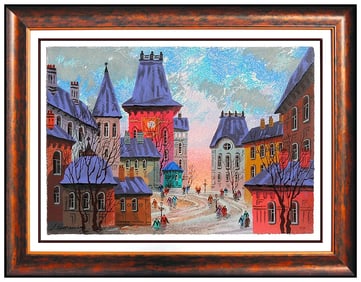 Anatole Krasnyansky Talin Cityscape Original Hand-Signed Embossed Serigraph Framed
