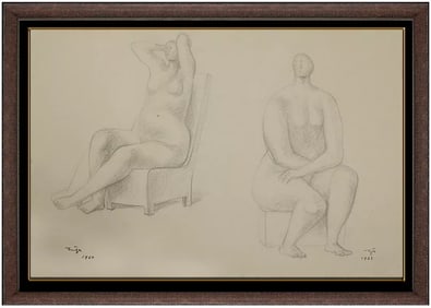 Francisco Zuniga Original Female Portrait Drawing Hand-Signed Twice Rare Framed Art