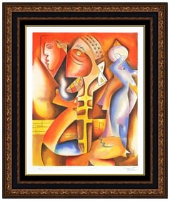 Alexandra Nechita Friends From Far Away Original Signed Lithograph Framed Cubism Art