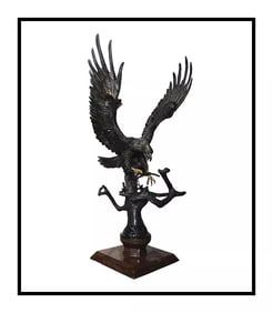 Chester Fields Building For The Future Original Large-Scale Bald Eagle Bronze Sculpture