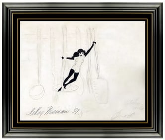 Leroy Neiman Femlin Original Hand-Signed Ink Drawing Nude Female Playboy Artwork