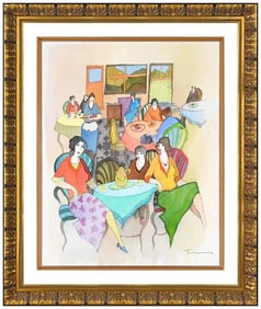 Itzchak Tarkay Original Watercolor Painting Signed Framed Art Paper