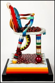Dan Meyer Original Life-Size Chair Painted Wood Sculpture Signed Daniel Artwork