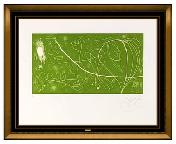 Joan Miro Original Hand-Signed Color Etching Abstract Picasso Reventos Framed Art