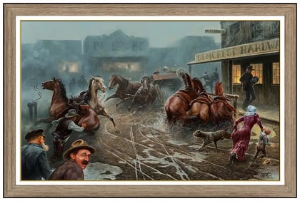 Chuck Dehaan Large Original Western Horse Oil Painting Signed Framed Board