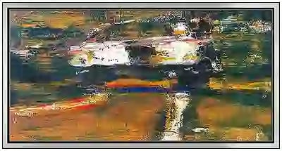 David Kapp Large Original Automobile Oil Painting Signed Framed Abstract Canvas