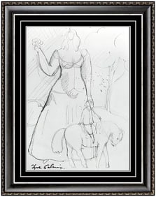 Igor Galanin Original Horse Female Portrait Landscape Drawing Signed Framed Artwork