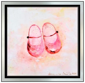 Laurence Amelie Original Ballet Shoes Dance Oil Painting Signed Framed Canvas