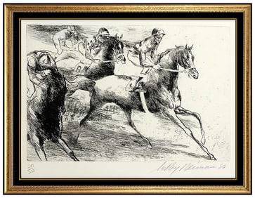 Leroy Neiman Daily Double Original Hand-Signed Etching Horse Racing Framed Art