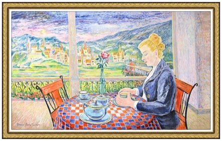 Louise Yochim Large Original Female Portrait Landscape Oil Painting Signed Framed Canvas