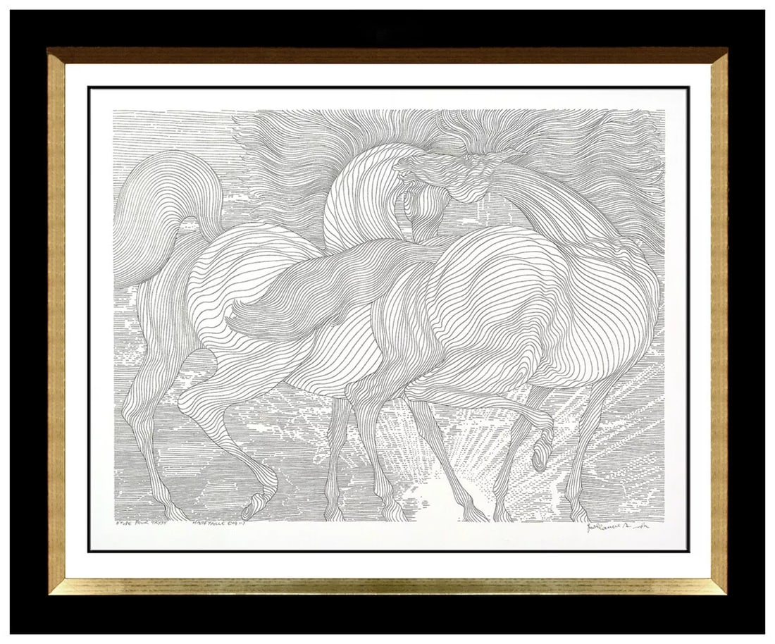 Guillaume Azoulay Horse Etude Tryst Levant Original Ink Drawing Signed Framed Art (1 of 5)