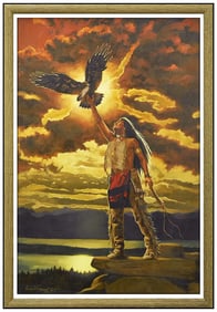 Craig Tennant Original Native American Portrait Oil Painting Signed Framed Canvas