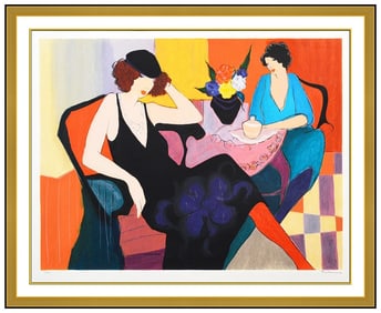 Itzchak Tarkay Serenity Large Original Hand-Signed Color Serigraph Lady Portrait Art