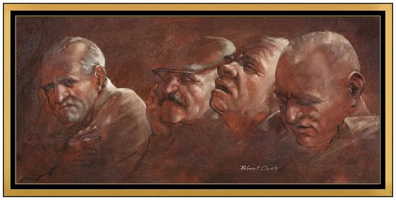 Robert Emmett Owen Original Figures Oil Painting Signed Framed Canvas