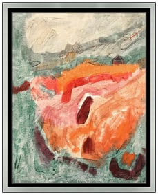 Sacha Tebo Thebaud Original Abstract Oil Painting Signed Framed Board