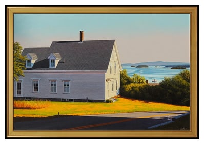 James Wolford Large Original New England Landscape Oil Painting Signed Framed Canvas